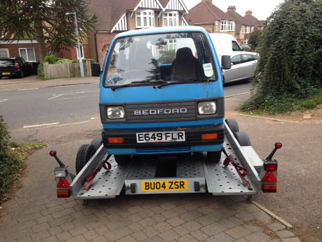 Bedford Rascal on trailer